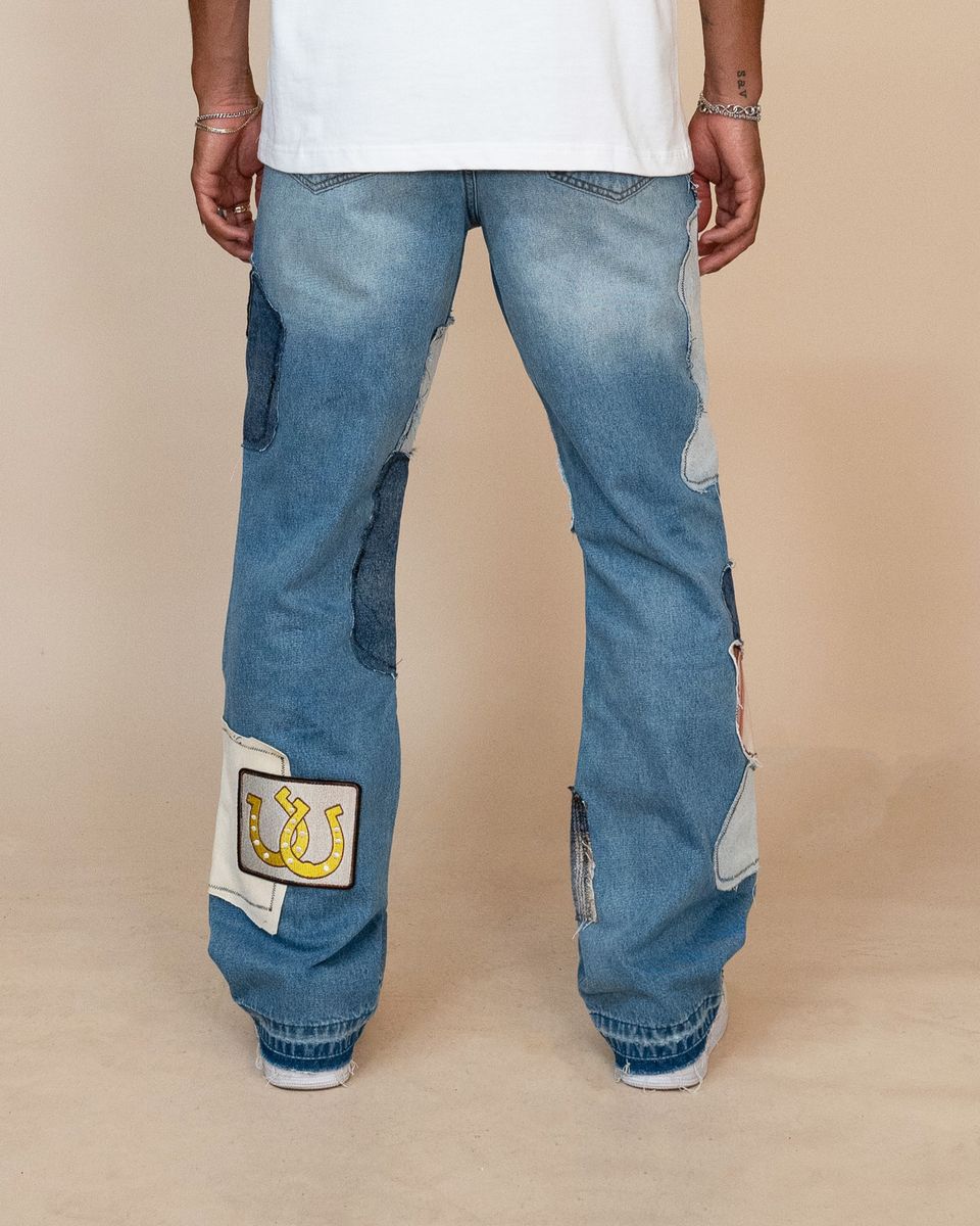 Patchwork jean pants