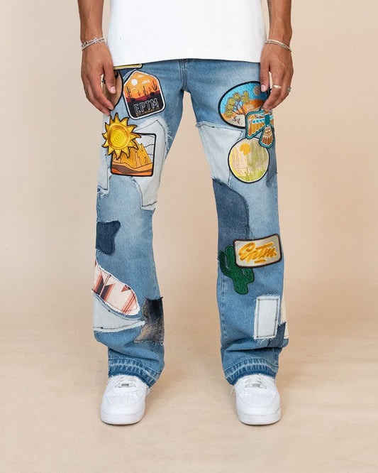 Patchwork jean pants