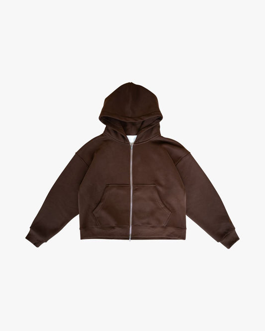 CHOCOLATE BROWN CROPPED HOODIE