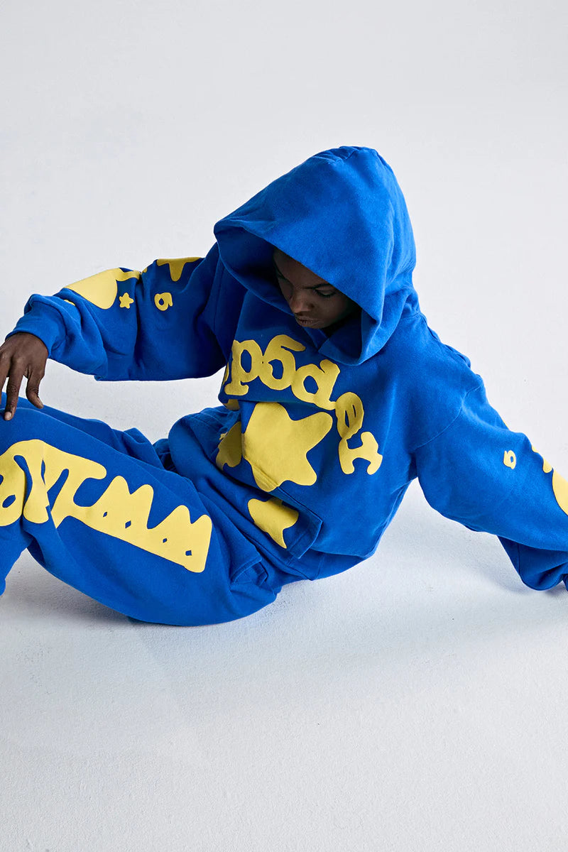 Sp5der Blue Yellow Hoodie