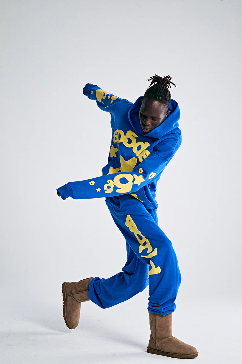 Sp5der Blue Yellow Sweatpants